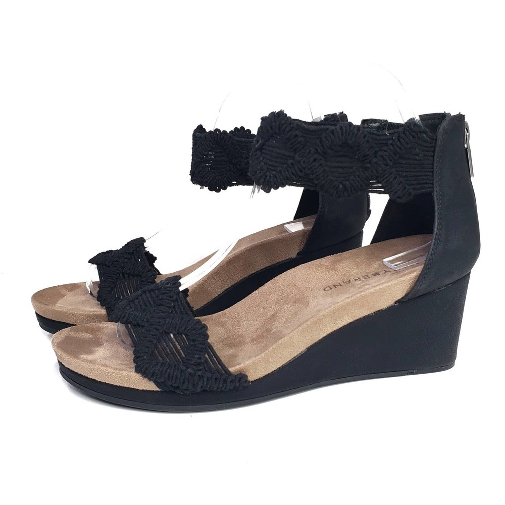 Lucky Brand Black Wedge Sandals with Braided Straps